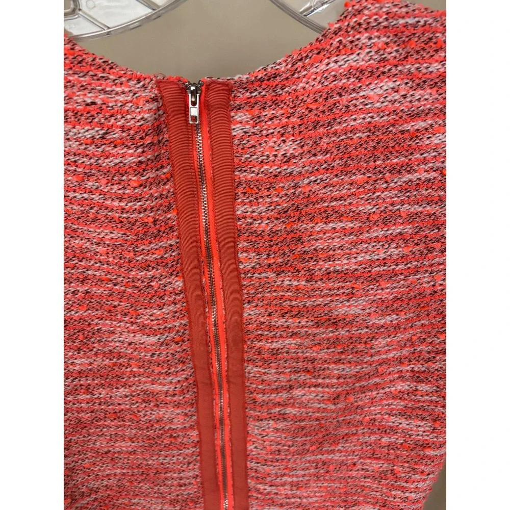Piperlime Collection Women Coral Tweed Short Sleeve Shift Dress Sz S Exposed Zip
